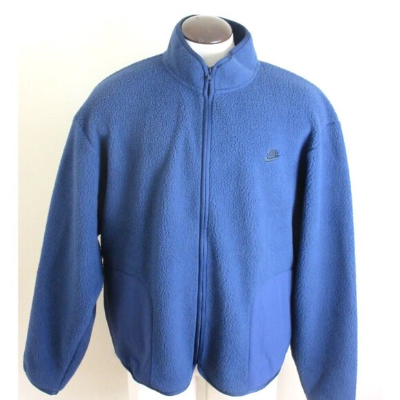 Nike Men's Club Fleece Winterized Full Zip Jacket Midnight Navy Blue Black NWT - Picture 1 of 4
